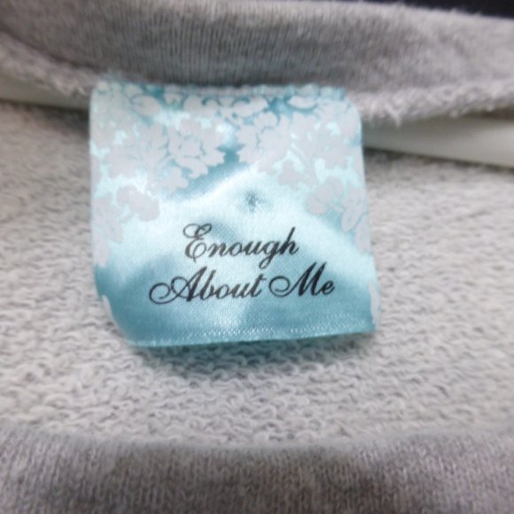 ENOUGH ABOUT ME | small | Graphic Grey Sweatshirt | Scoop Neck | Made In Canada - Picture 4 of 5